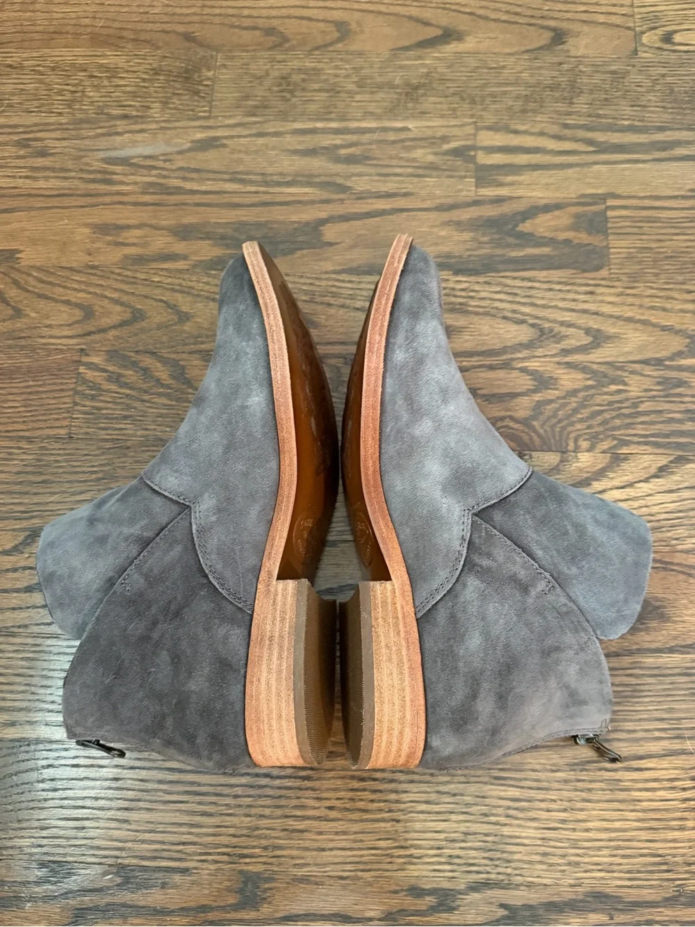 KORK-EASE Woman’s Ryder Ankle Boots Gray Suede Back Zip Booties Size 8.5 M